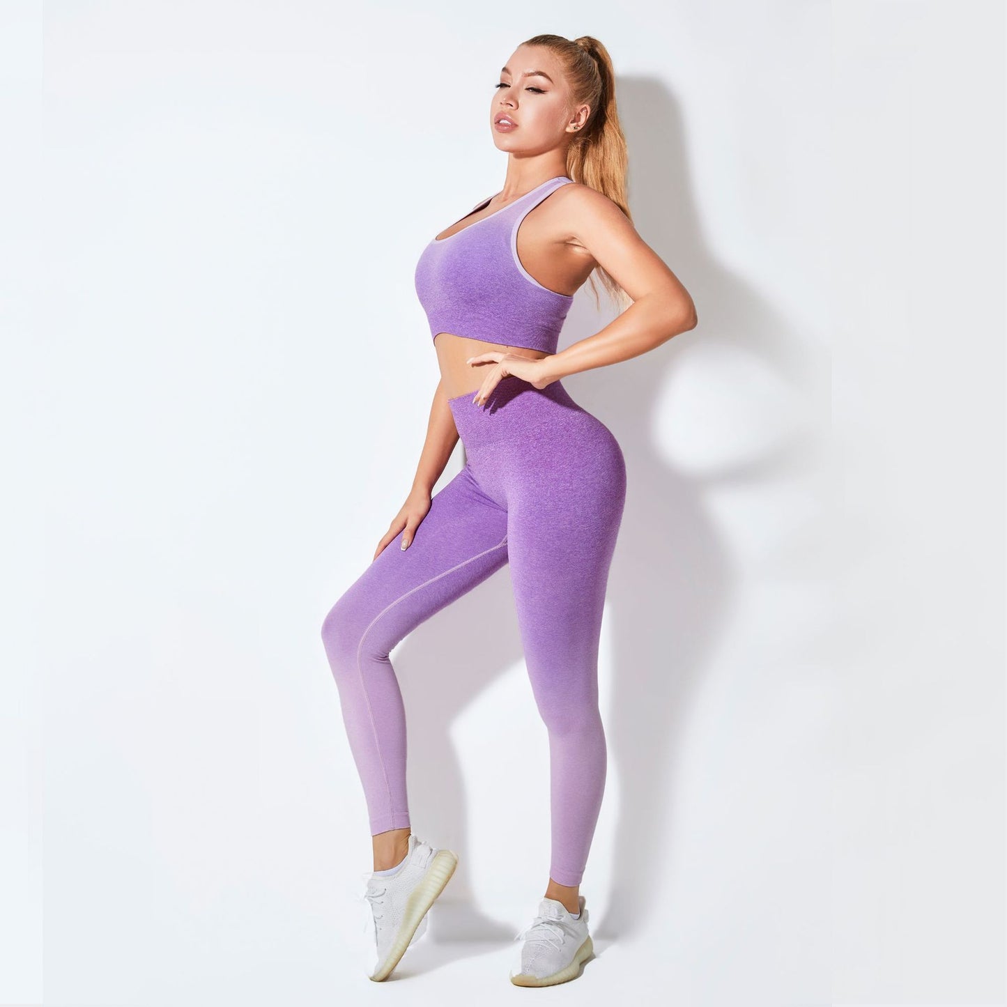 Yoga Fitness Hanging Dyed Gradient Bra Trousers Suit