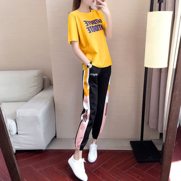 Sports And Leisure Suit Women"s Summer New Net Red Fashion Temperament Trend Korean Loose Foreign Style Two Piece Set Trend