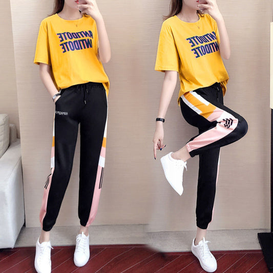 Sports And Leisure Suit Women"s Summer New Net Red Fashion Temperament Trend Korean Loose Foreign Style Two Piece Set Trend