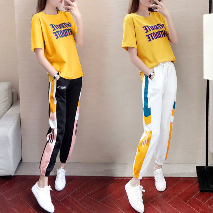 Sports And Leisure Suit Women"s Summer New Net Red Fashion Temperament Trend Korean Loose Foreign Style Two Piece Set Trend