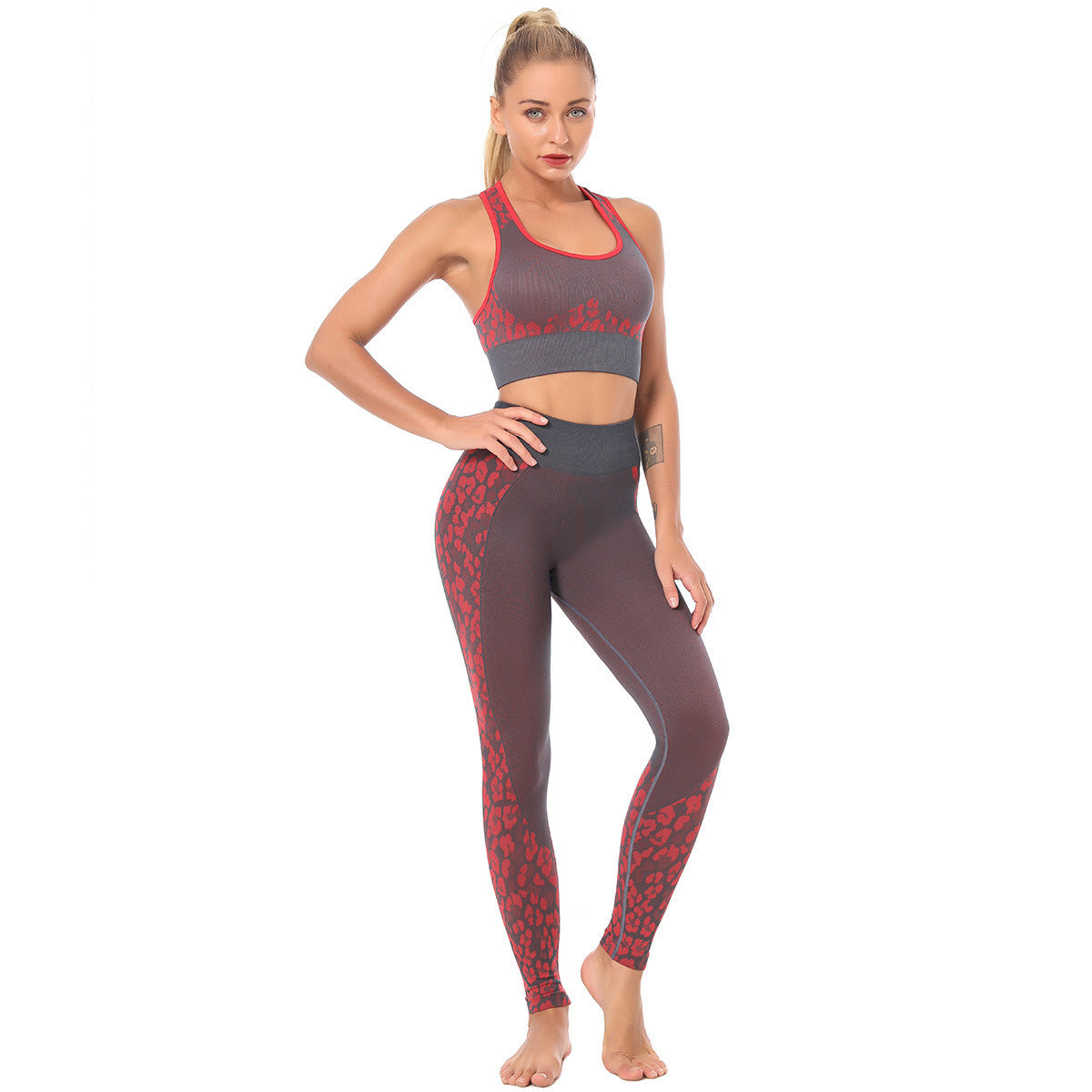 Seamless leopard bra yoga wear